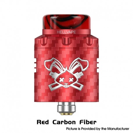 [Ships from Bonded Warehouse] Authentic Hellvape Dead Rabbit 3 RDA Atomizer - Red Carbon Fiber, Dual Coil, with BF Pin, 24mm