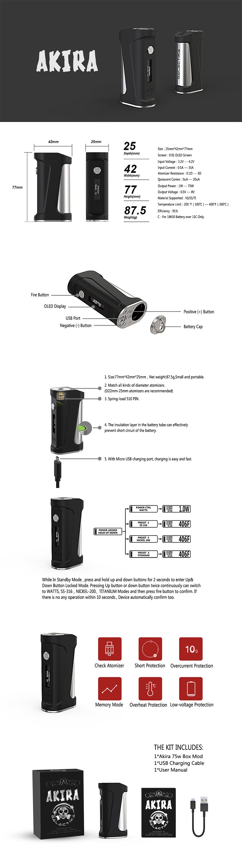 Authentic Ambition Mods & Galactika Mod AKIRA Box Mod