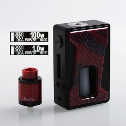 Authentic Aleader Bhive 100W TC VW Variable Wattage Squonk Box Mod + RDA Kit - Red, Resin + Zinc Alloy, 1~100W, 1 x 18650