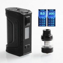 Authentic GeekVape Aegis Legend Mod 200W TC VW Box Mod + Aero Mesh Version Tank Kit - Stealth Black, 5~200W, 2 x 18650, 5ml