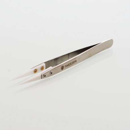 Authentic ThunderHead Creations Straight Ceramic Head Tweezers for RDA / RTA / RDTA - Silver + White