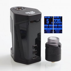 Authentic VandyVape Pulse Dual 220W TC VW Squonk Box Mod + Pulse V2 RDA Kit - Black, 5~220W, 7ml, 2 x 18650, 24mm