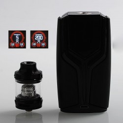 Authentic Wotofo Flux 200W VW Variable Wattage Box Mod + Flow Pro SubTank Kit - Black, 5~200W, 2 x 18650, 5ml, 0.18 Ohm